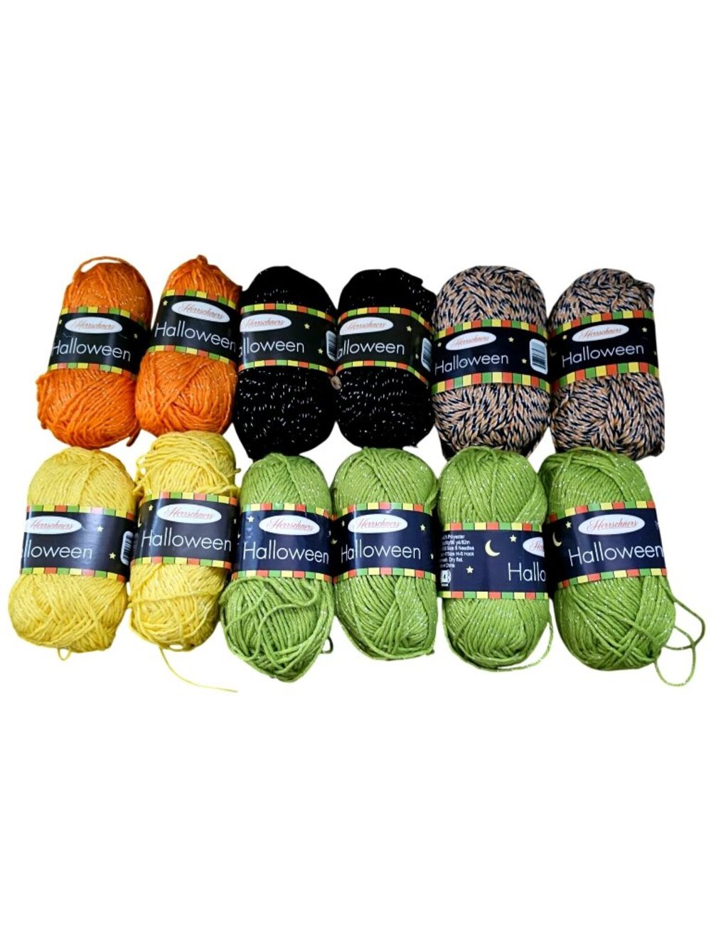 Halloween Themed Yarn Bundle - 12 Skeins In Multi Black Yellow Orange & Green -